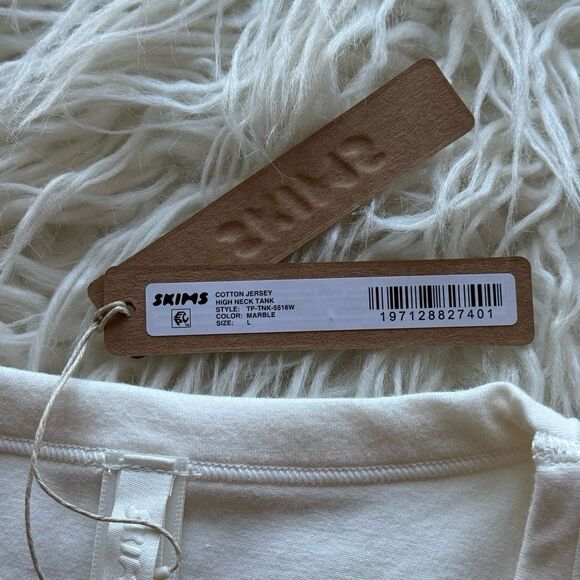 Skims Cotton Jersey High Neck Tank Marble Size Large - Picture 8 of 8